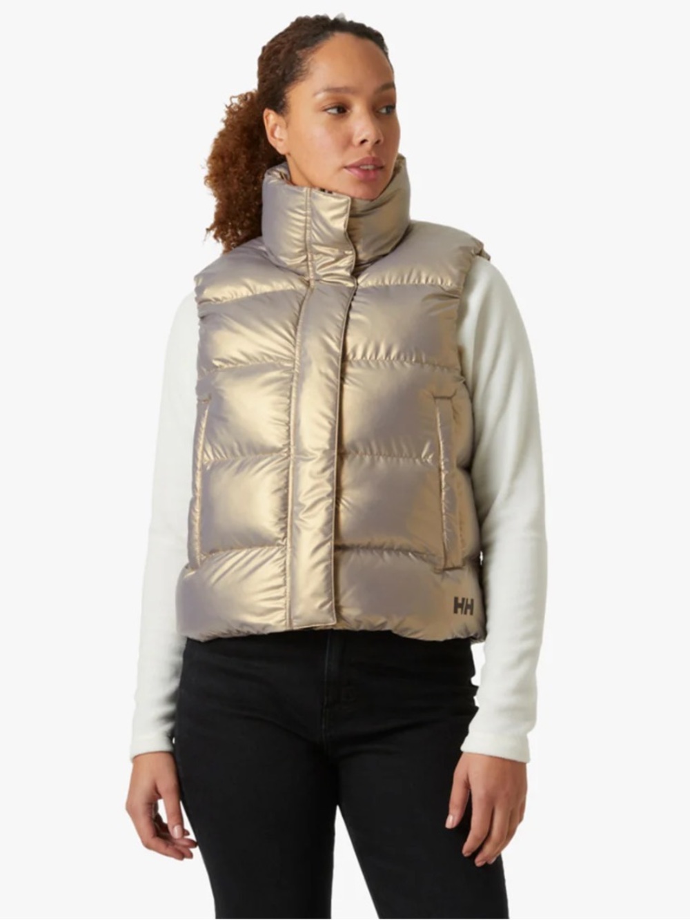 Helly Hansen NWT Women’s Metallic Jade Puffer Vest - Gold/Lynx Size Large